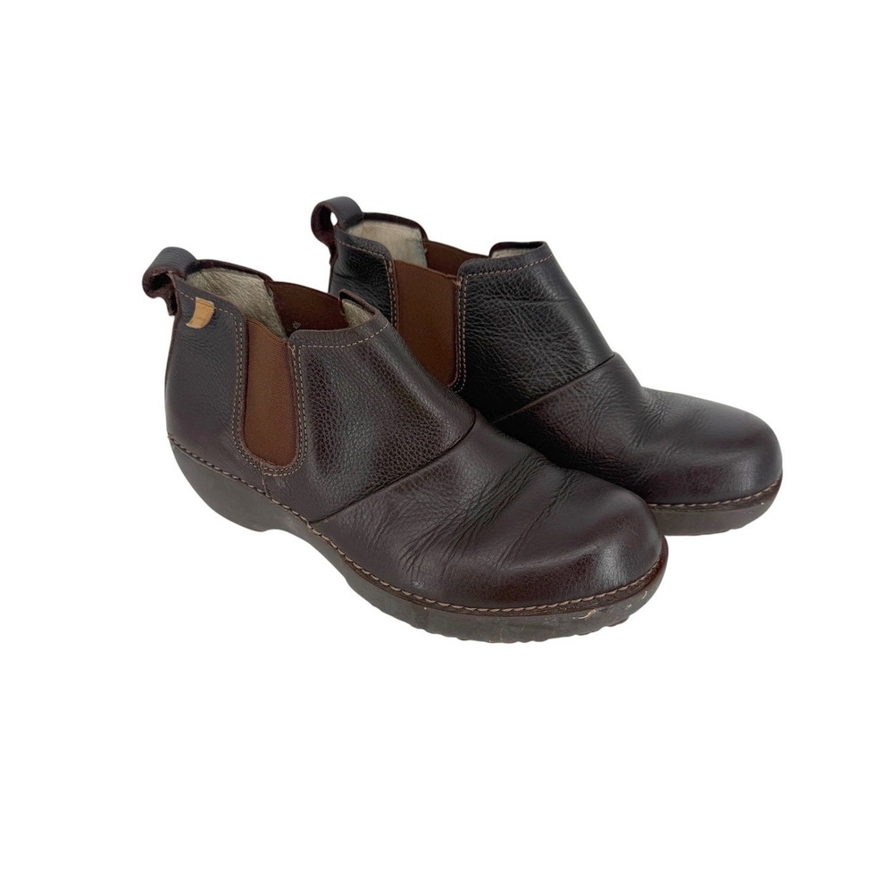 El Naturalista Tricot NC70 Chelsea Ankle Boots Women 38 8 Brown Pebbled Leather
